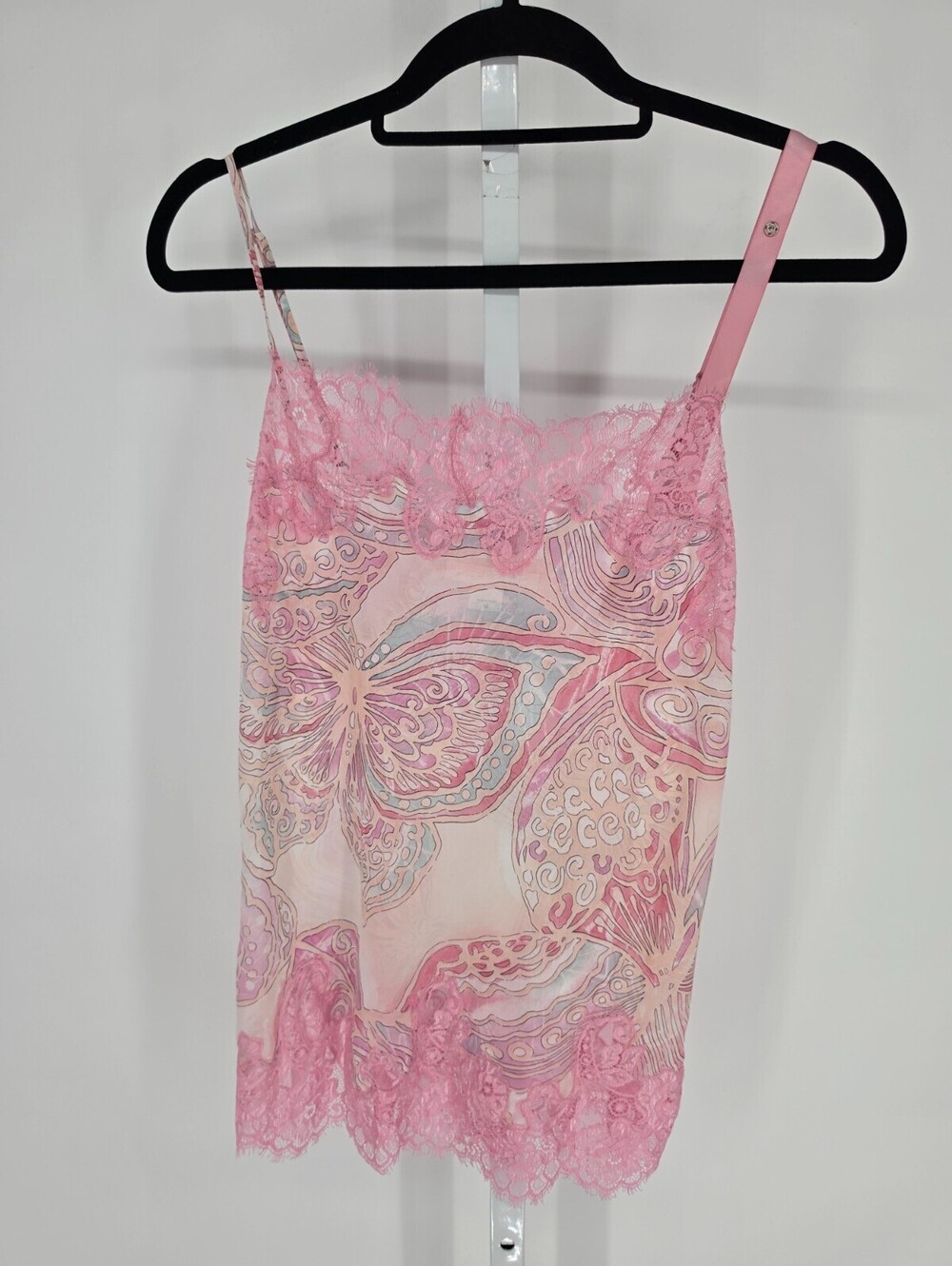 Victorias Secret Womens Sz M vintage Y2K fairycore pink camisole Butterfly Lace